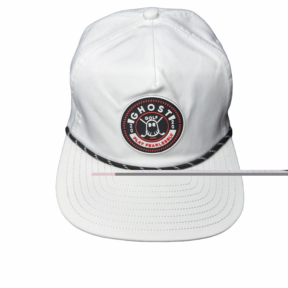 Ghost Golf Retro Golfer Snapback Hat White OSFM Rope Flat Bill Golf Cap - Picture 3 of 16